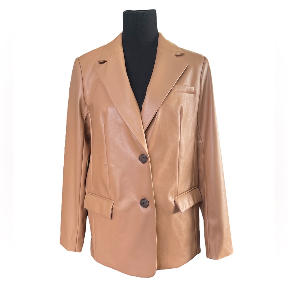 NWT A New Day. Faux Leather Camel Brown Lined Jacket Sz S